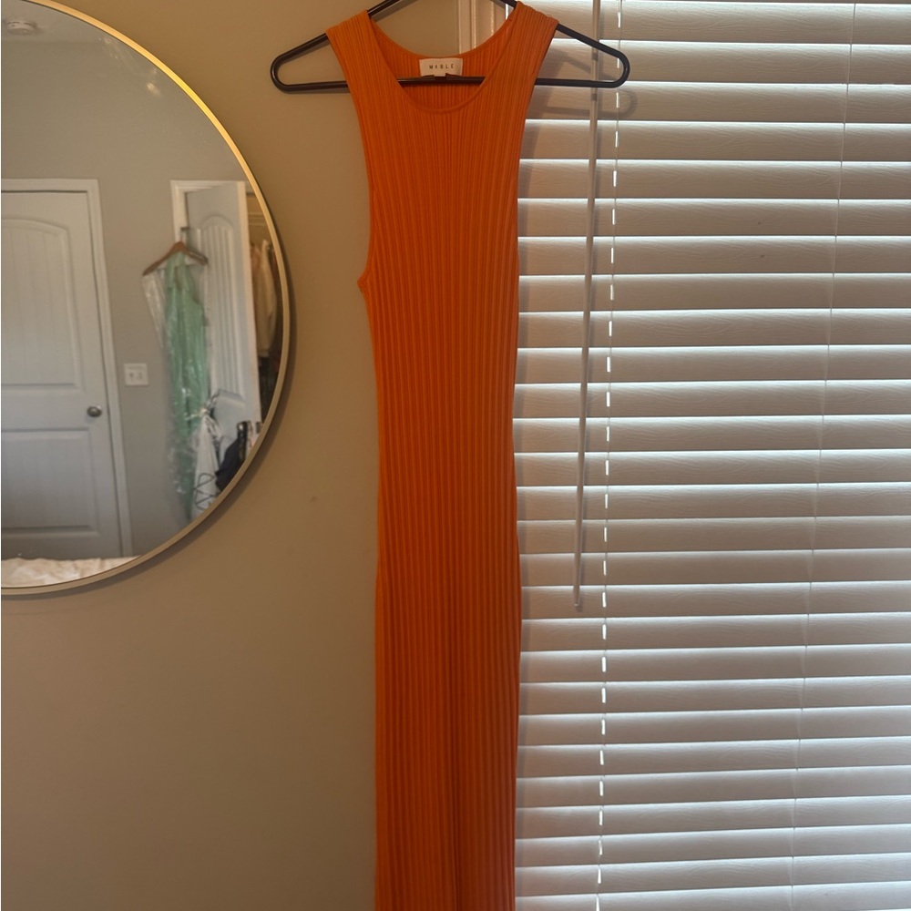 Elegant Orange Sleeveless Maxi Dress